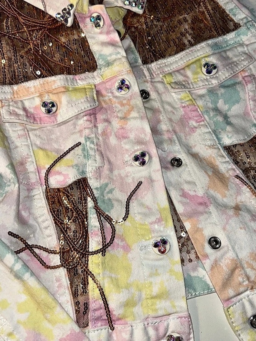 Custom Multicolor Embellished Jean Jacket - Picture 5 of 5